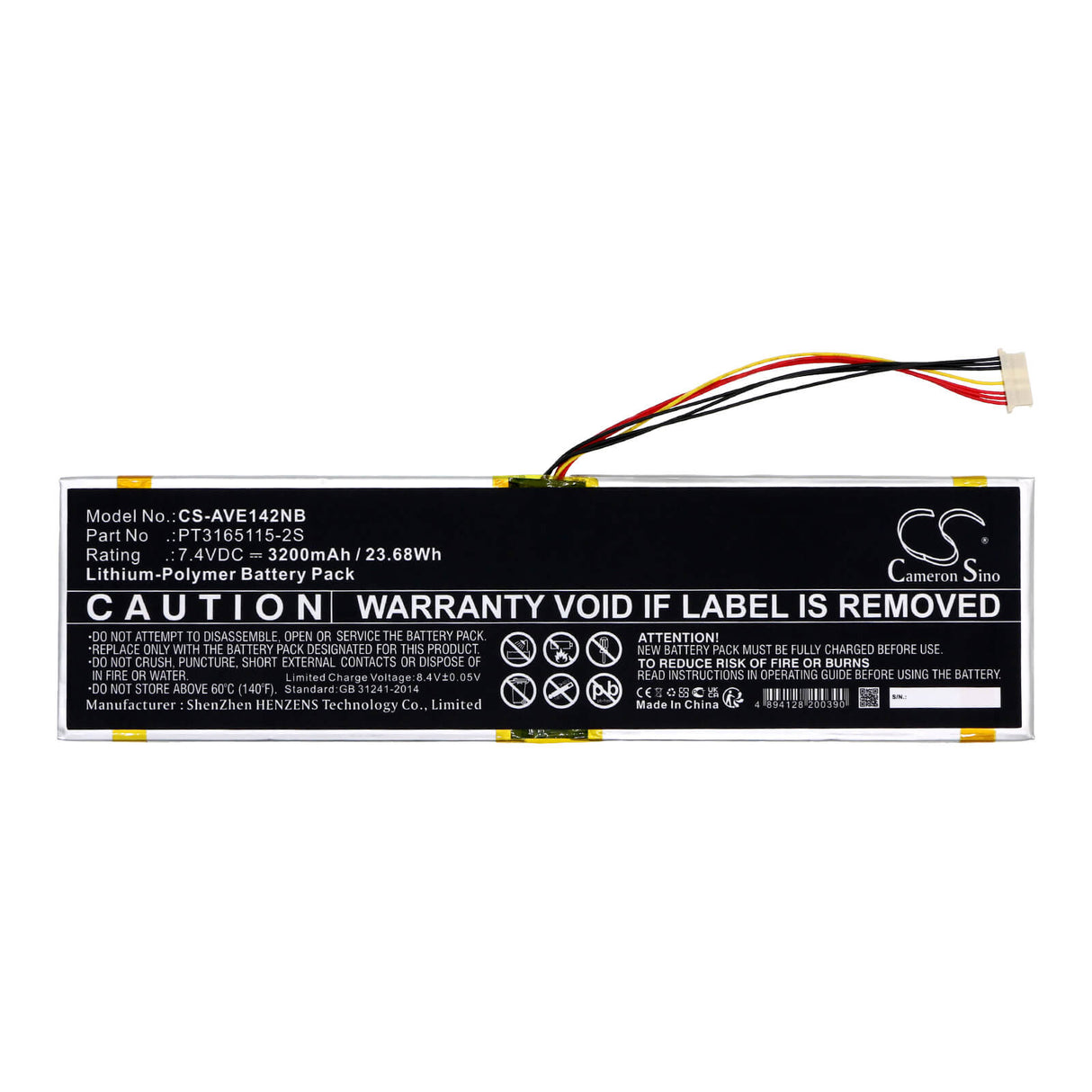 7.4V, Li-Polymer, 3200mAh, Notebook Battery fits Avita, Essential Ne14a2, 23.68Wh Notebook, Laptop Cameron Sino Technology Limited