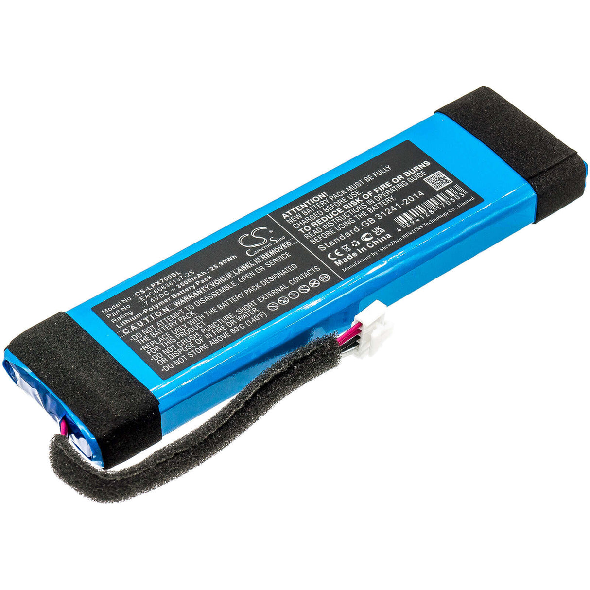 7.4V, Li-Polymer, 3500mAh, Speaker battery fits Lg, Dxg7qgr.ddeullk, Pl7.abrallk, 25.90Wh Speaker Cameron Sino Technology Limited