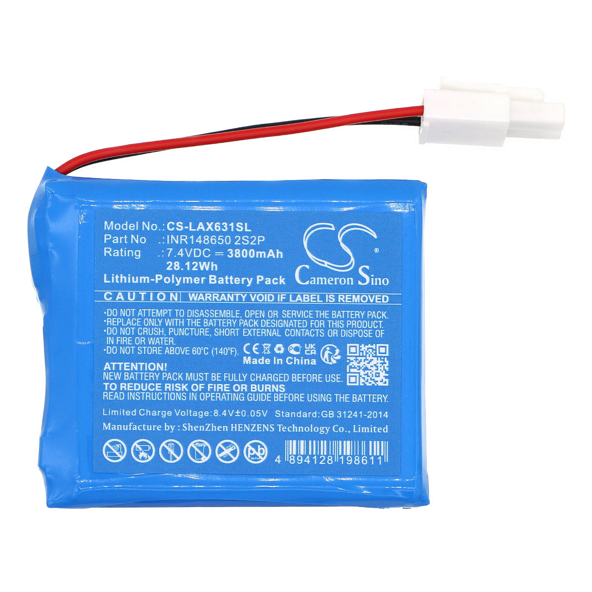 7.4V, Li-Polymer, 3800mAh, Batterie de diagnostic compatible avec Launch, X631, X631+, 28.12Wh Scanner de diagnostic Cameron Sino Technology Limited