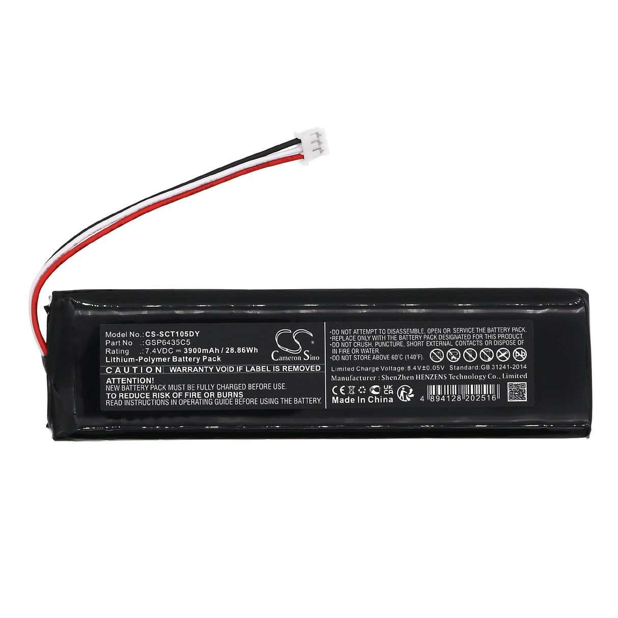 7.4v, Li-polymer, 3900mah, DVD player battery Fits Sencor Slt1055, 28.86wh DVD Player Cameron Sino Technology Limited