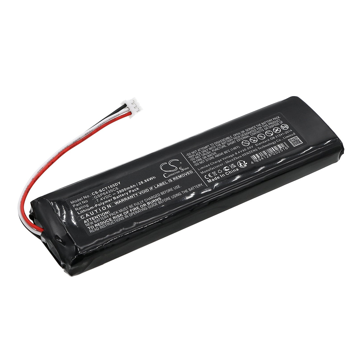 7.4v, Li-polymer, 3900mah, DVD player battery Fits Sencor Slt1055, 28.86wh DVD Player Cameron Sino Technology Limited