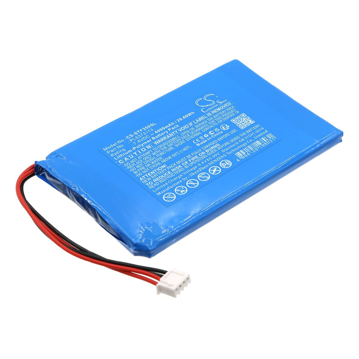 7.4v, Li-polymère, 4000mah, Batterie d'équipement compatible avec Securitytronix, Ip Buddy+ All-in-1, St-f35, 29.6wh Équipement, Enquête, Test Cameron Sino Technology Limited