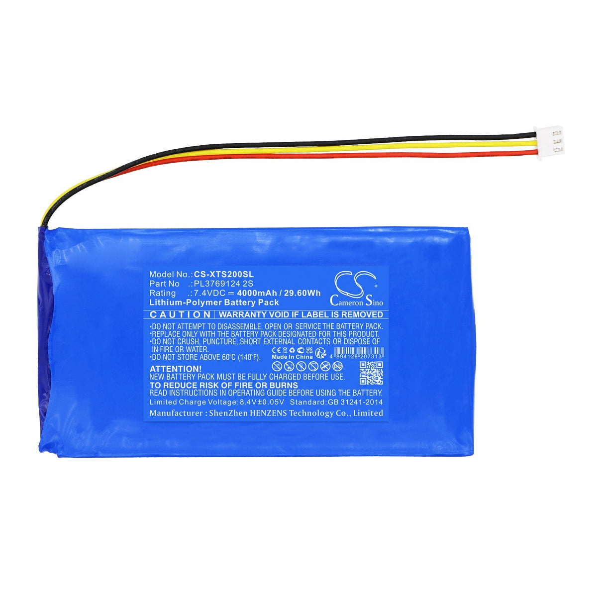 7.4V, Li-Polymer, 4000mAh, Diagnostic Scanner battery fits Xtool, Pl3769124 2s, Ps2 Heavy Duty Truck Diagnosti, Xtool Ps2 Gds Gasoline, 29.6Wh Diagnostic Scanner Cameron Sino Technology Limited
