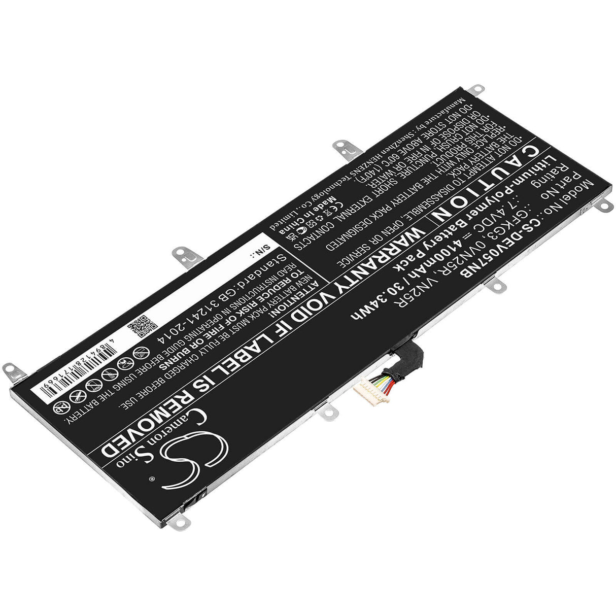 7.4v, Li-polymer, 4100mah, Battery Fit's Dell, Venue 10 Pro, Venue 10 Pro 5056, 30.34wh Notebook, Laptop Cameron Sino Technology Limited