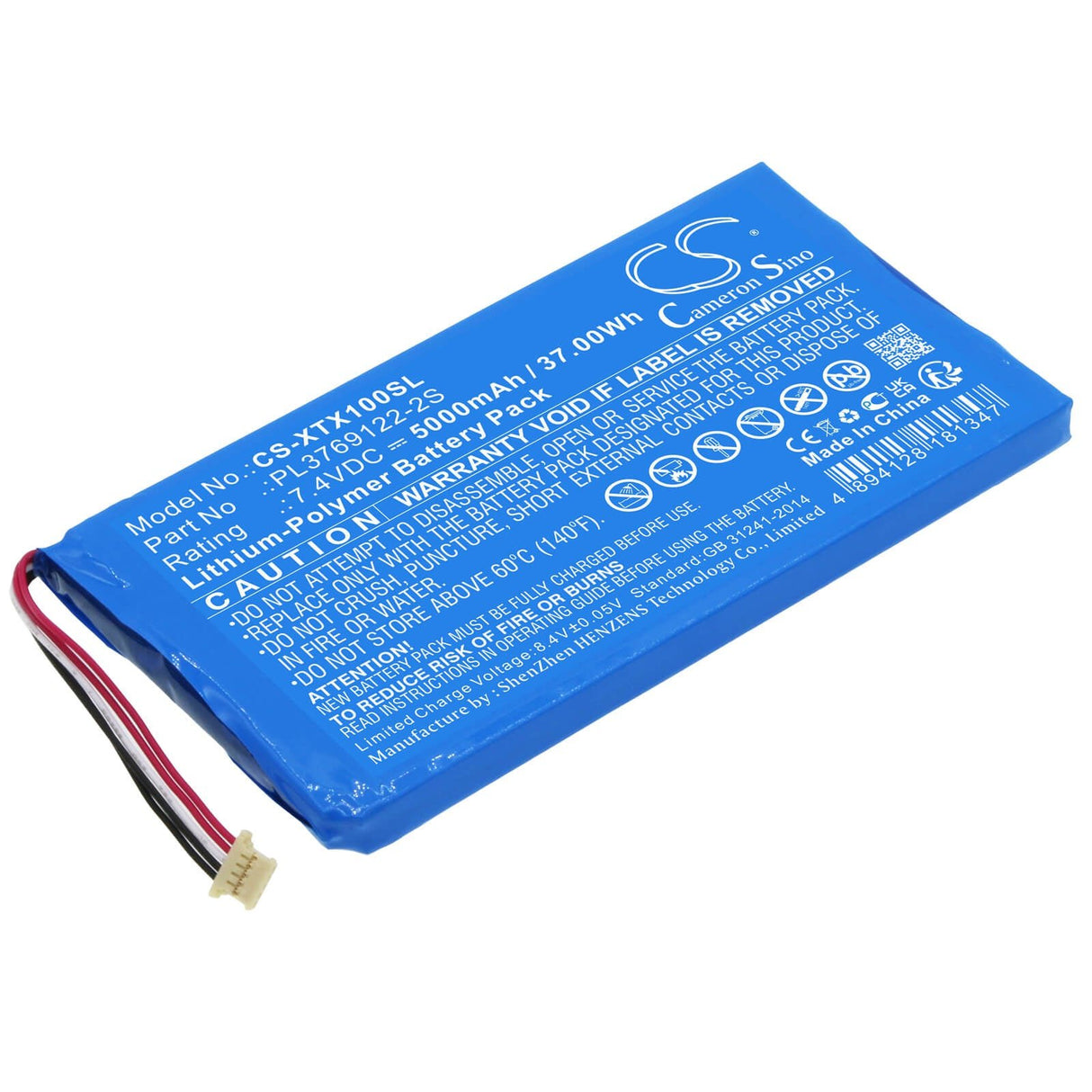 7.4V, Li-Polymer, 5000mAh, Diagnostic Scanner battery fits Xtool, Pl3769122-2s, X100 Pad 2, X100 Pad 2 Pro, 37Wh Diagnostic Scanner Cameron Sino Technology Limited