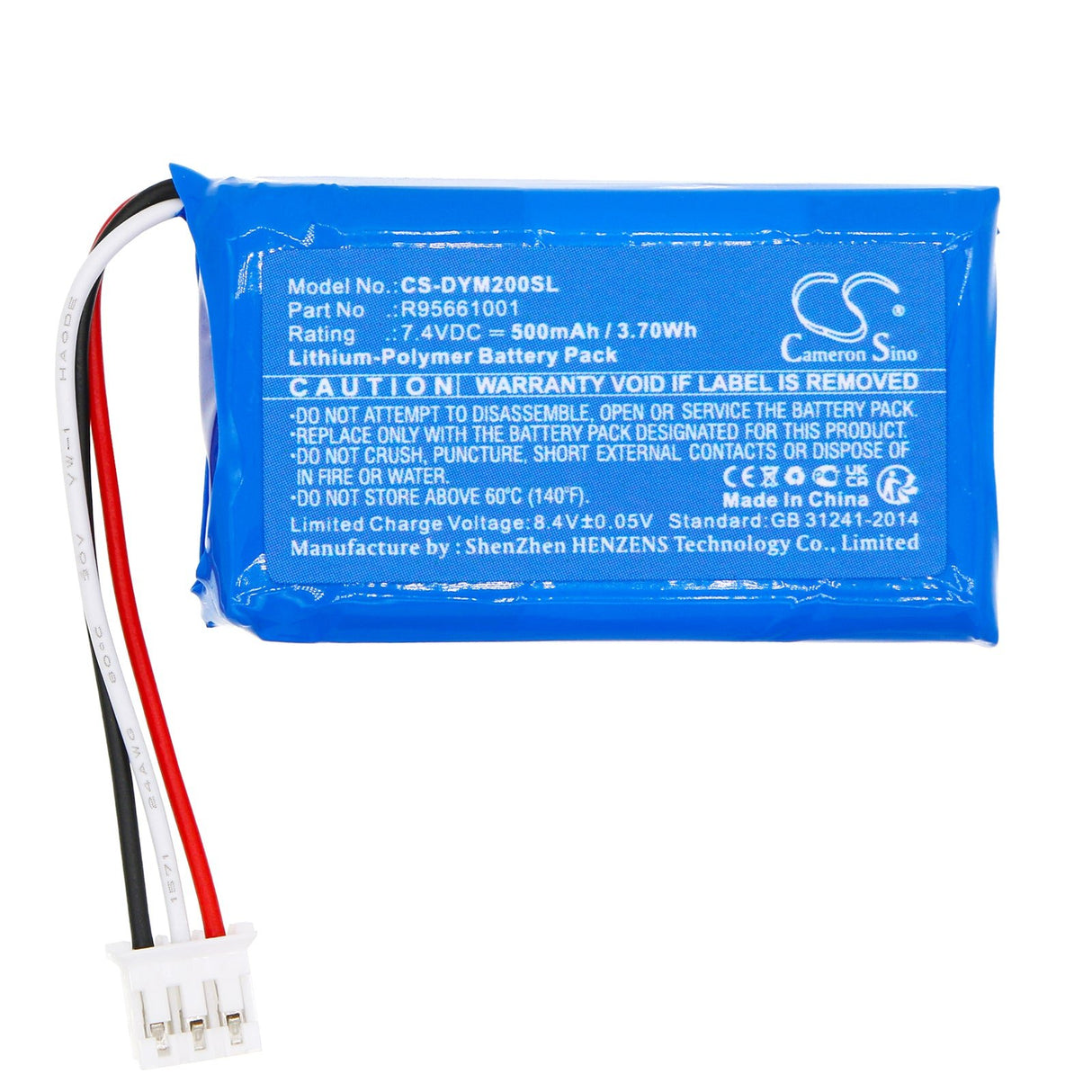 7,4V, Li-Polymer, 500mAh, Batterie de pistolet de paintball compatible avec Dye, M2, M3, 3,70Wh Pistolet de paintball Cameron Sino Technology Limited