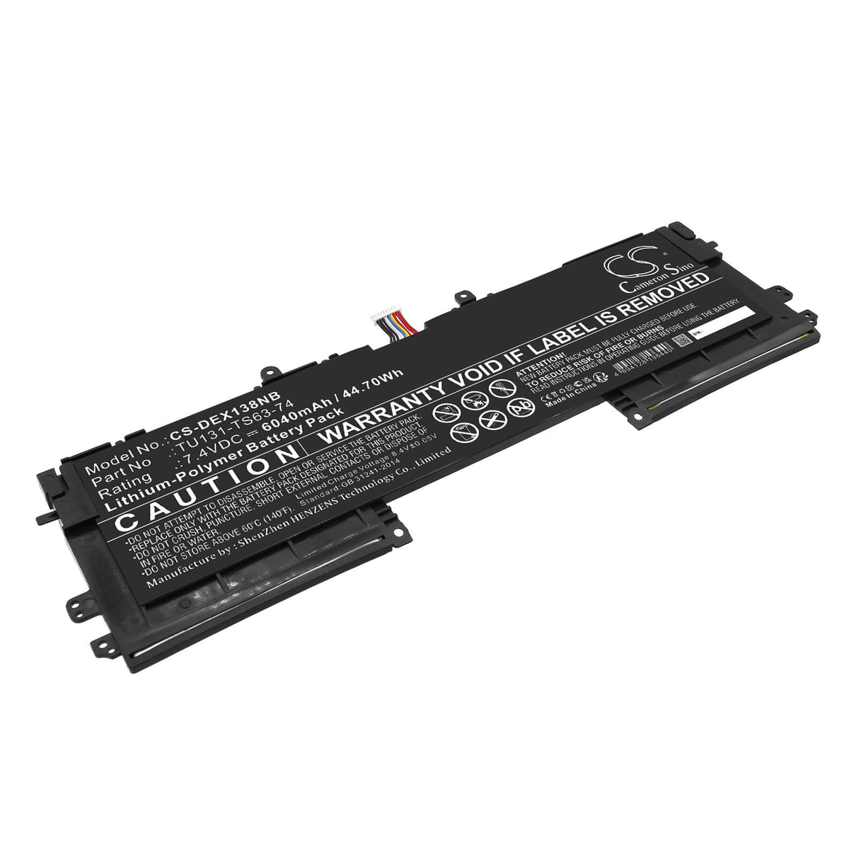 7.4v, Li-polymer, 6040mah, Battery Fits Dell, Schenker S306, Tu131, 44.70wh Notebook, Laptop Cameron Sino Technology Limited