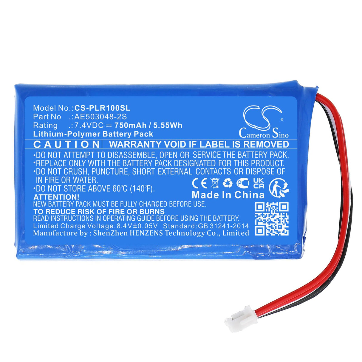 7,4V, Li-Polymer, 750mAh, Batterie pour imprimante photo compatible avec Polaroid, Ae503048-2s, Zip, 5,55Wh Imprimante photo Cameron Sino Technology Limited