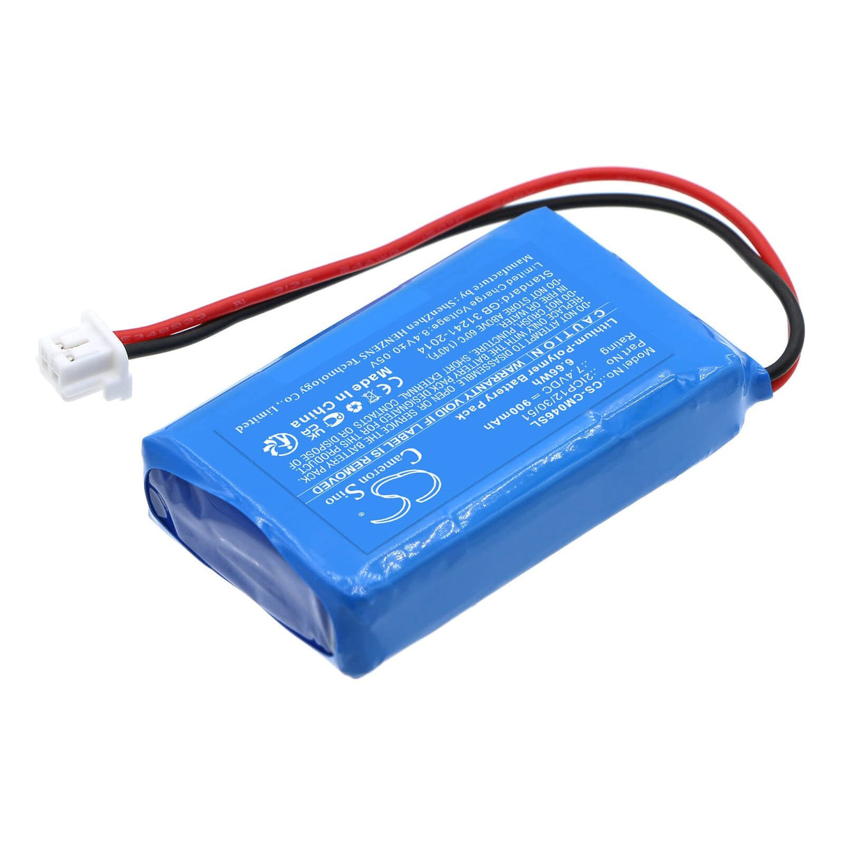 7.4V, Li-Polymer, 900mAh, Battery Pack battery fits Custom Battery Packs, 2icp12/30/51, 6.66Wh Battery Pack Cameron Sino Technology Limited