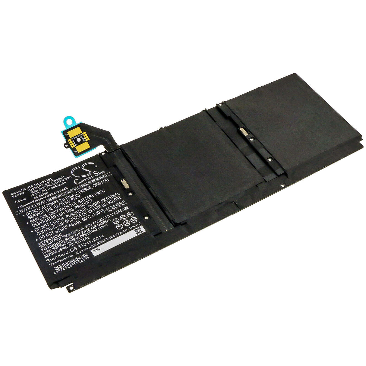 7.58V, Li-Polymer, 6000mAh, Tablet battery fits Microsoft, Dynt02, Surface Book 3 13 Core I5-1035, Surface Book 3 15 1872, 45.48Wh Tablet Cameron Sino Technology Limited