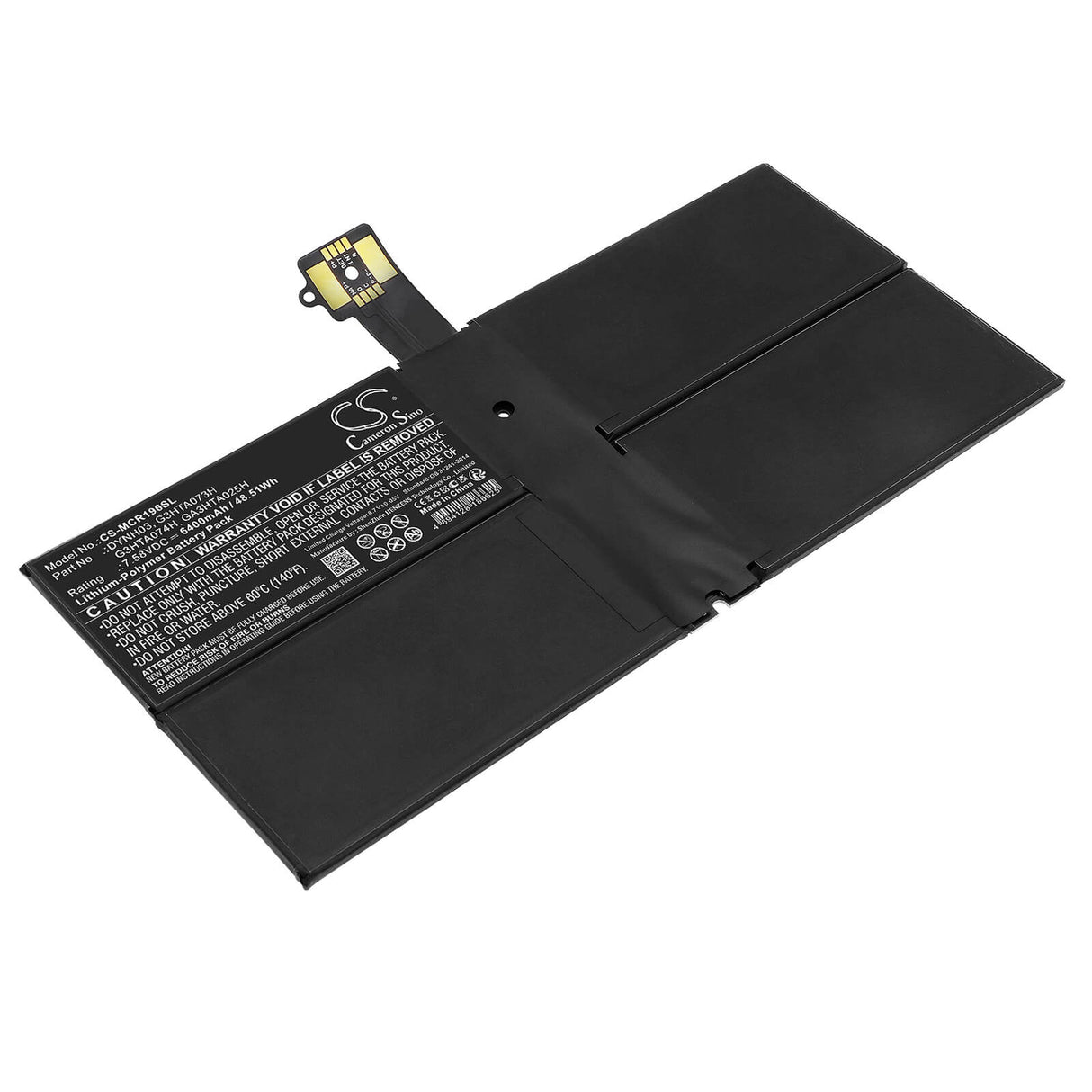 7.58V, Li-Polymer, 6400mAh, Tablet battery fits Microsoft, Dynh03, Surface Pro 7 1960, Surface Pro 7 Plus, 48.51Wh Tablet Cameron Sino Technology Limited