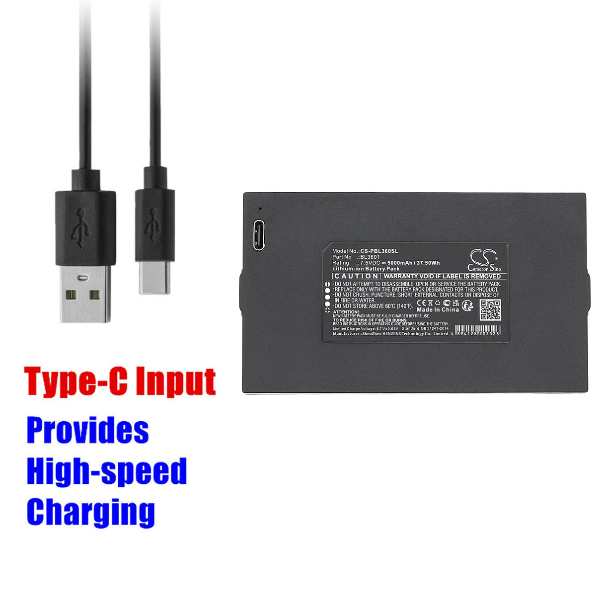 7,5v, Li-ion, 5000mah, Batterie de serrure de porte Compatible avec Philips, Ezviz Voc, 37,50wh Serrure de porte Cameron Sino Technology Limited