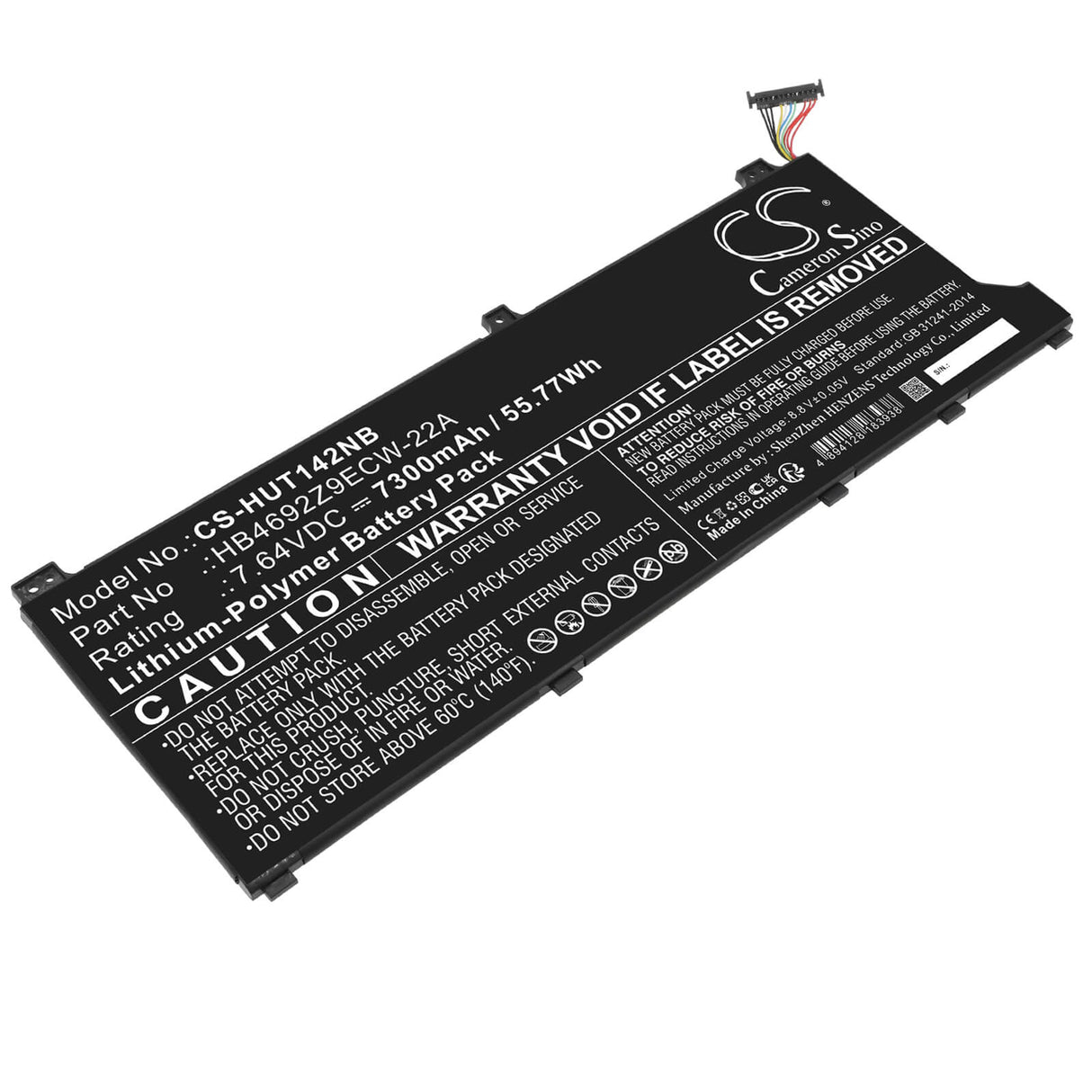 7.64v, Li-polymer, 7300mah, Battery Fits Huawei, Magicbook 14 2020, Matebook D 15 Ryzen 5 5500u, 55.77wh Notebook, Laptop Cameron Sino Technology Limited