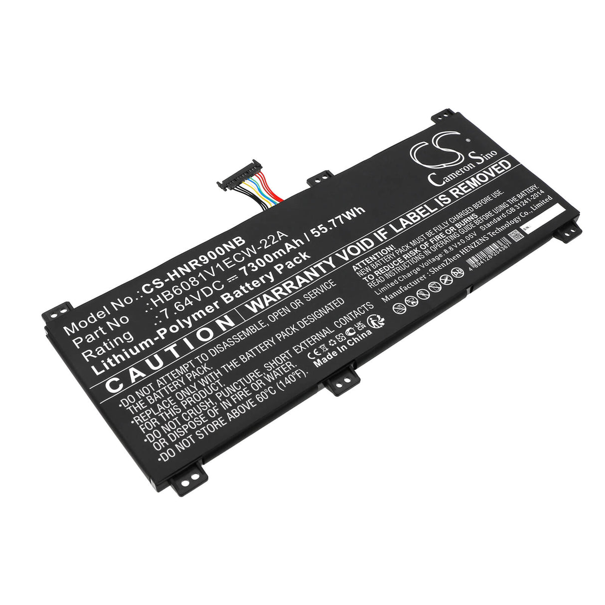 7.64v, Li-polymer, 7300mah, Notebook battery Fits Honor Hlyl-wfq9, Magicbook Pro 4600h, 55.77wh Notebook, Laptop Cameron Sino Technology Limited