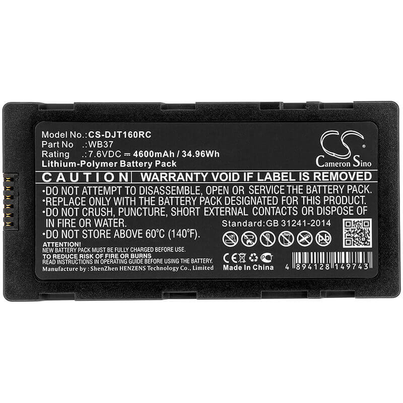 7.6V, Li-Polymer, 4600mAh, Remote Controller battery fits Dji, Wb37, Cendence Remote Controller, Cendence Remote Controller Gl8, 34.96Wh Remote Controller Cameron Sino Technology Limited