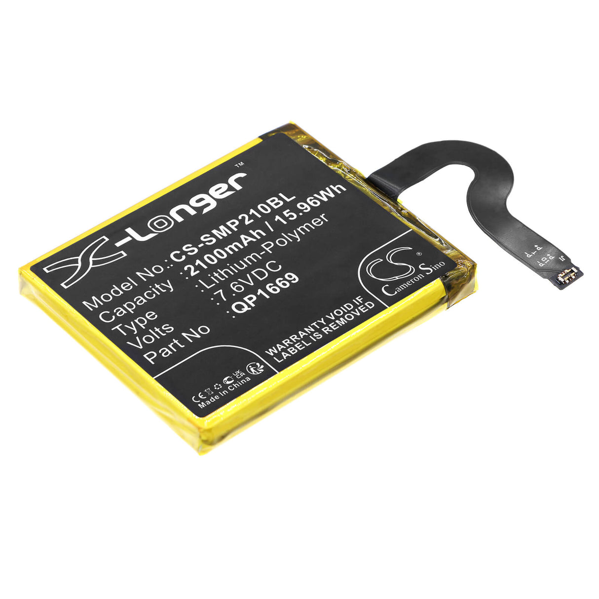 7.6V, Li-Polymer, 2100mAh, Payment Terminal battery fits Sunmi, Qp1669, V2 Pro, 15.96Wh Payment Terminal Cameron Sino Technology Limited