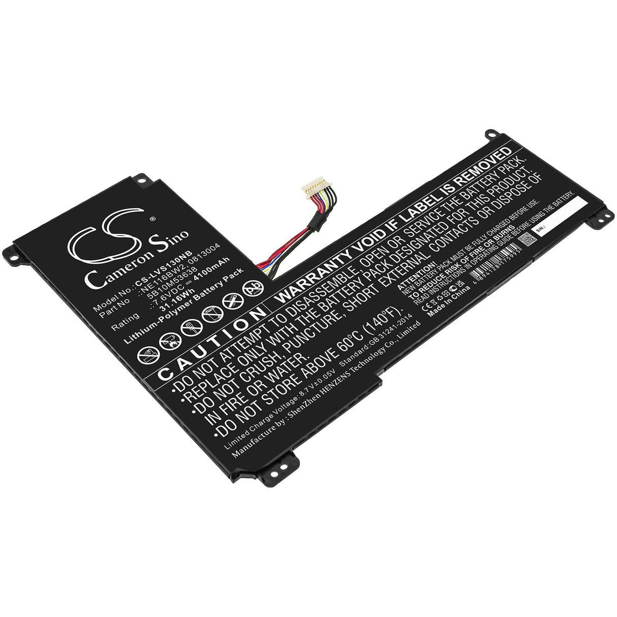 7.6v, Li-polymer, 4100mah, Battery Fits Lenovo, Ideapad 110s-11ibr, Ideapad 110s-11ibr (80wg) Seri, 31.16wh Batteries for Electronics Cameron Sino Technology Limited (Suspended)