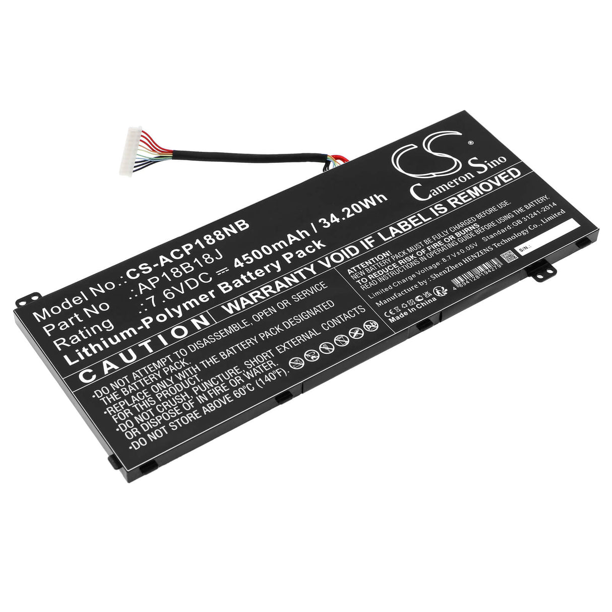 7.6v, Li-polymer, 4500mah, Battery Fits Acer, Aspire 3 A314-32, Aspire 3 A314-32-33, 34.20wh Notebook, Laptop Cameron Sino Technology Limited