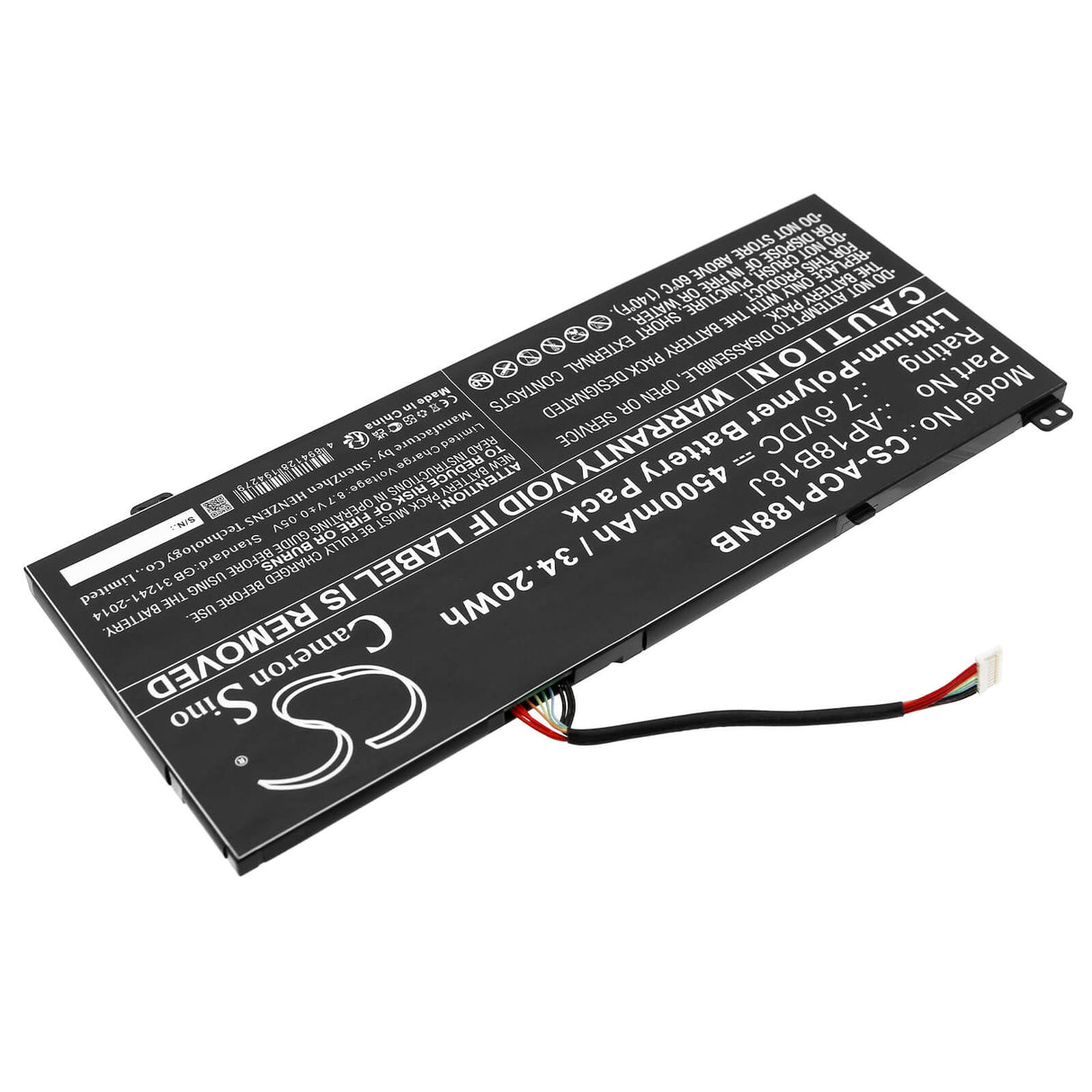 7.6v, Li-polymer, 4500mah, Battery Fits Acer, Aspire 3 A314-32, Aspire 3 A314-32-33, 34.20wh Notebook, Laptop Cameron Sino Technology Limited
