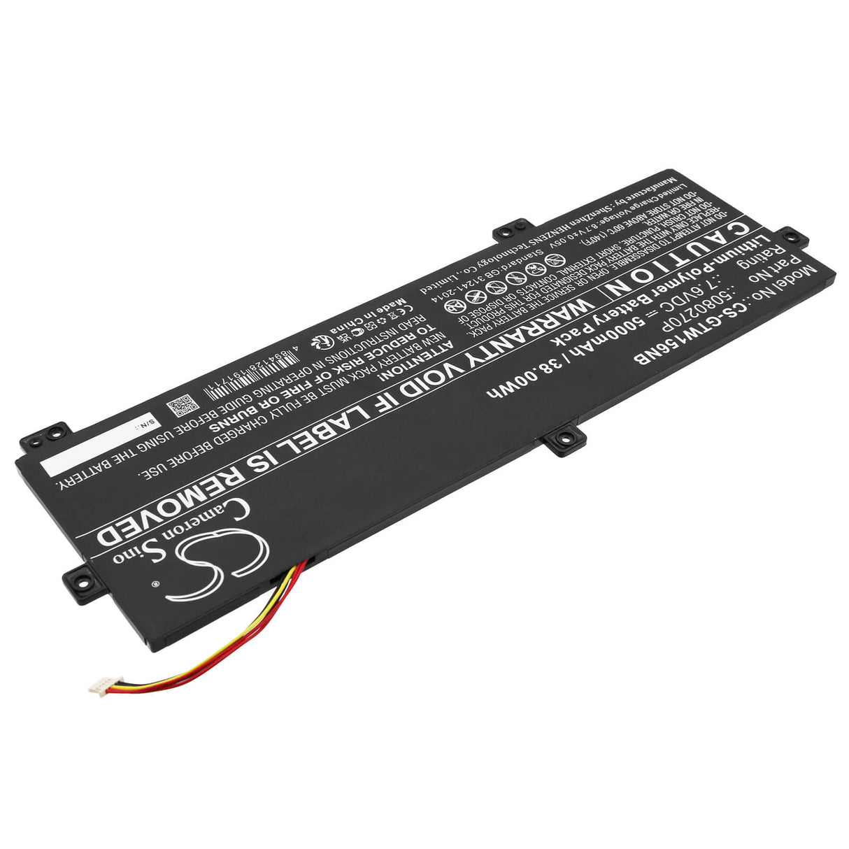 7.6v, Li-polymer, 5000mah, Battery Fits Gateway, Gwtn156-11bk, 38.00wh Notebook, Laptop Cameron Sino Technology Limited