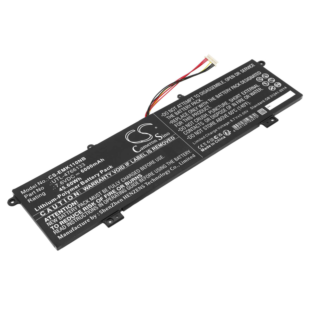 7.6v, Li-polymer, 6000mah, Battery Fits Evolve, Maestro E Book 11, Maestro Evolve 3, 45.60wh Notebook, Laptop Cameron Sino Technology Limited