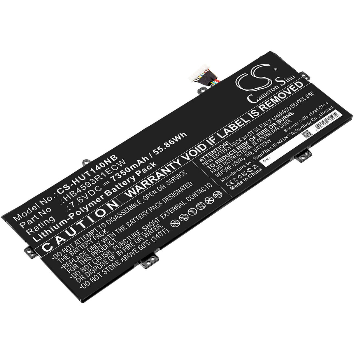 7.6v, Li-polymer, 7350mah, Battery Fit's Huawei, Book X Pro I5-8250u 256gb, Book X Pro I5-8250u 8gb, Honor Magicbook, 55.86wh Notebook, Laptop Cameron Sino Technology Limited