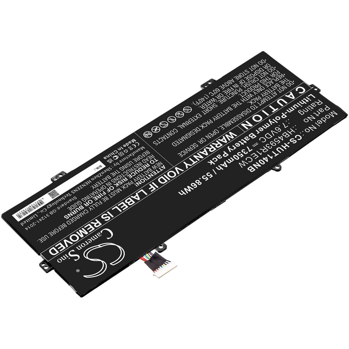 7.6v, Li-polymer, 7350mah, Battery Fit's Huawei, Book X Pro I5-8250u 256gb, Book X Pro I5-8250u 8gb, Honor Magicbook, 55.86wh Notebook, Laptop Cameron Sino Technology Limited
