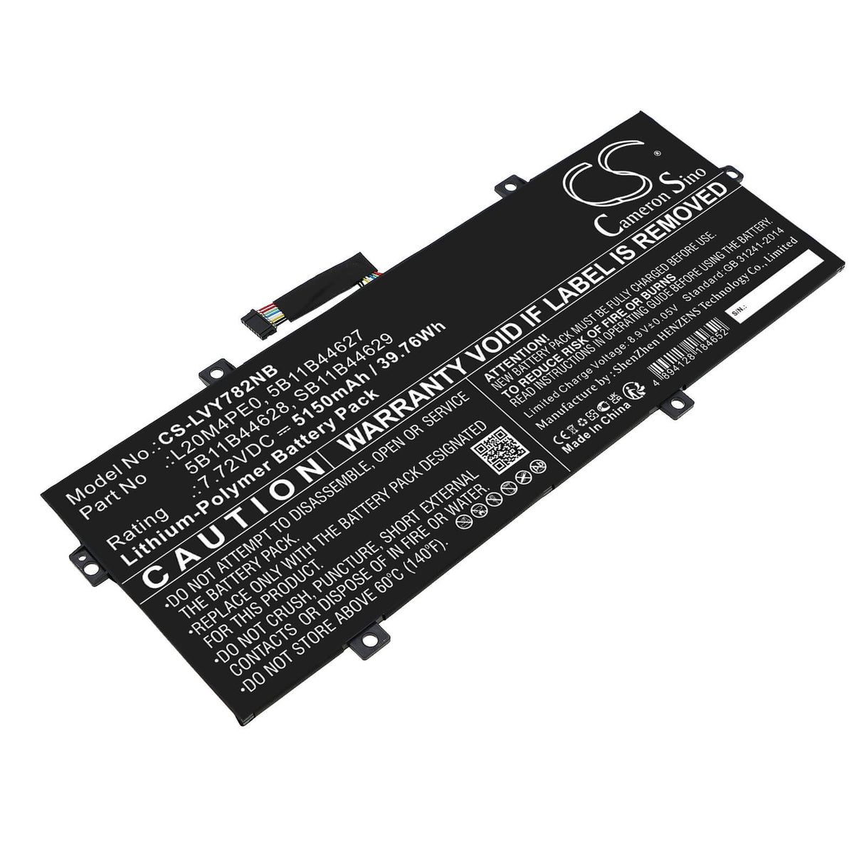 7.72v, Li-polymer, 5150mah, Battery Fits Lenovo, Yoga Duet 7 13itl6 82ma0005id, 39.76wh Notebook, Laptop Cameron Sino Technology Limited