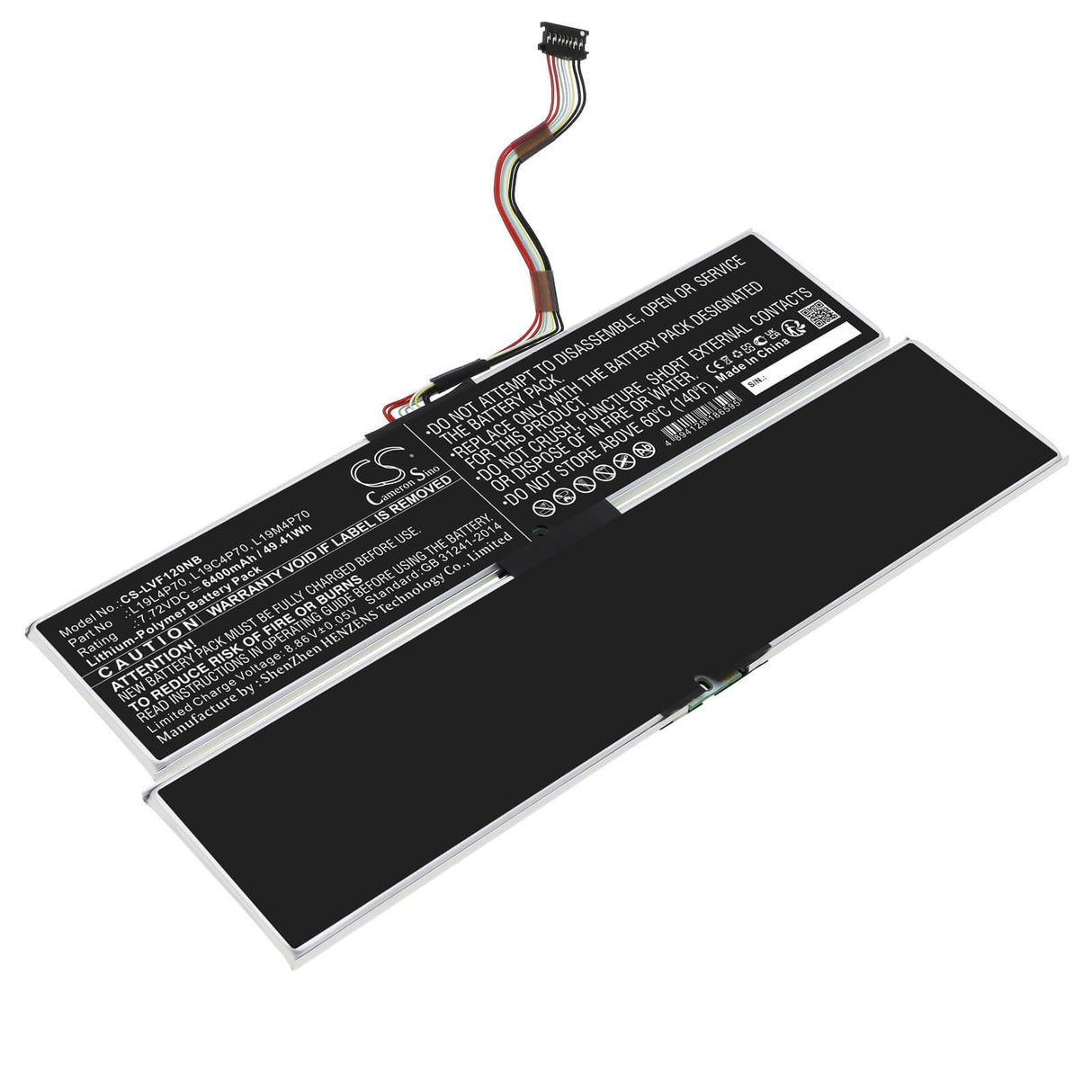 7.72v, Li-polymer, 6400mah, Battery Fits Lenovo, Thinkpad X1 Fold Gen 1-20rk000, Thinkpad X1 Fold Gen 1-20rk000, 49.41wh Notebook, Laptop Cameron Sino Technology Limited