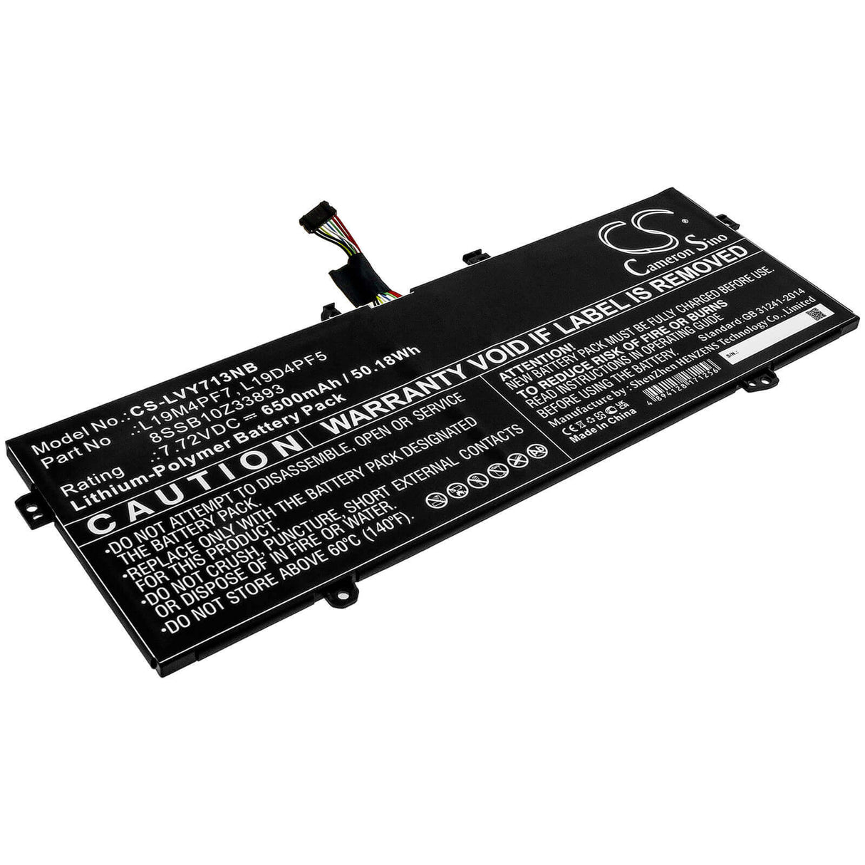 7.72v, Li-polymer, 6500mah, Battery Fit's Lenovo, Yoga 13s 2021, Yoga Slim 7-13acn05, Yoga Slim 7-13acn05(82cy), 50.18wh Notebook, Laptop Cameron Sino Technology Limited
