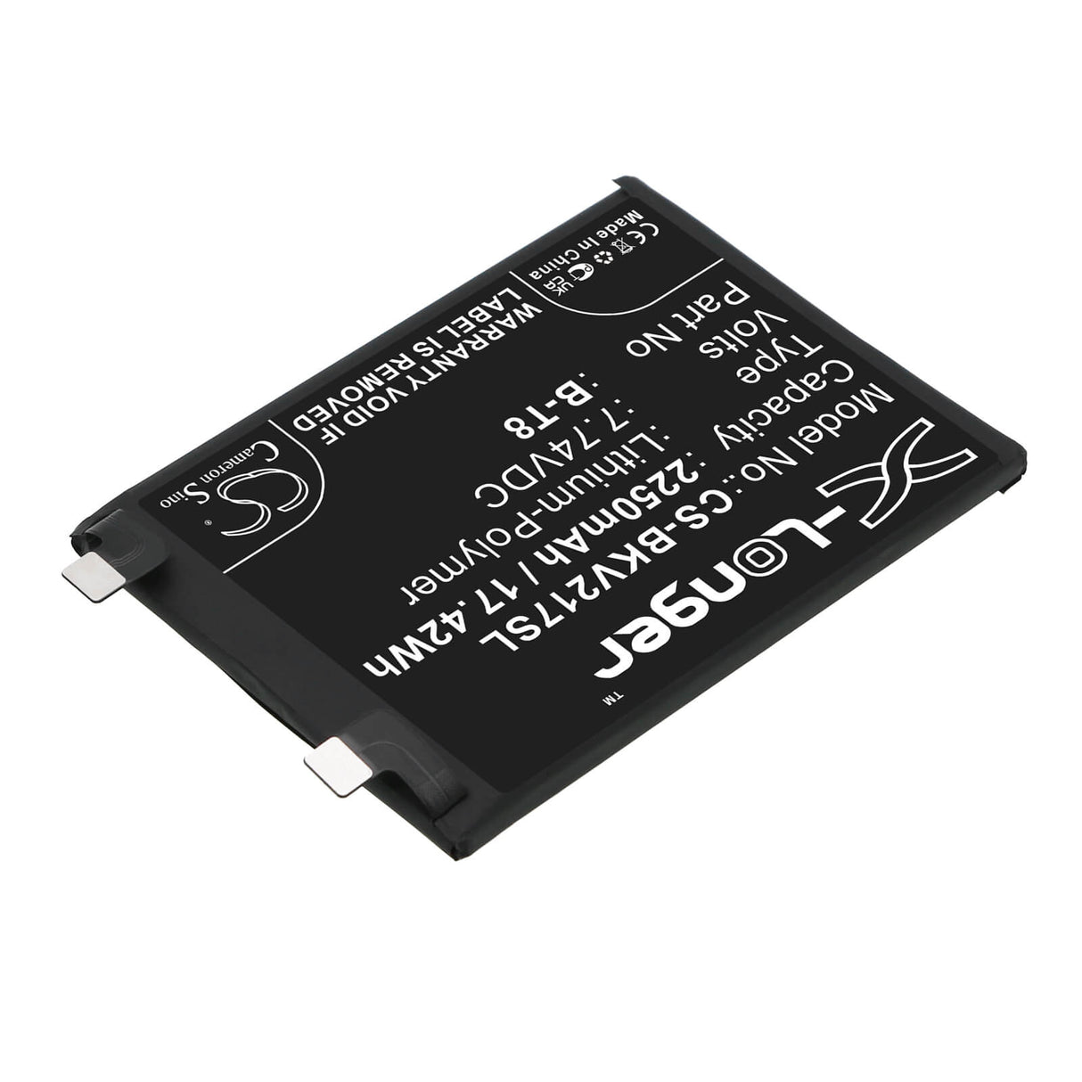 7.74V, Li-Polymer, 2250mAh, SmartPhone battery fits Vivo, B-t8, I2022, Iqoo 9 Pro, 17.42Wh Mobile, SmartPhone Cameron Sino Technology Limited (Smartphone)