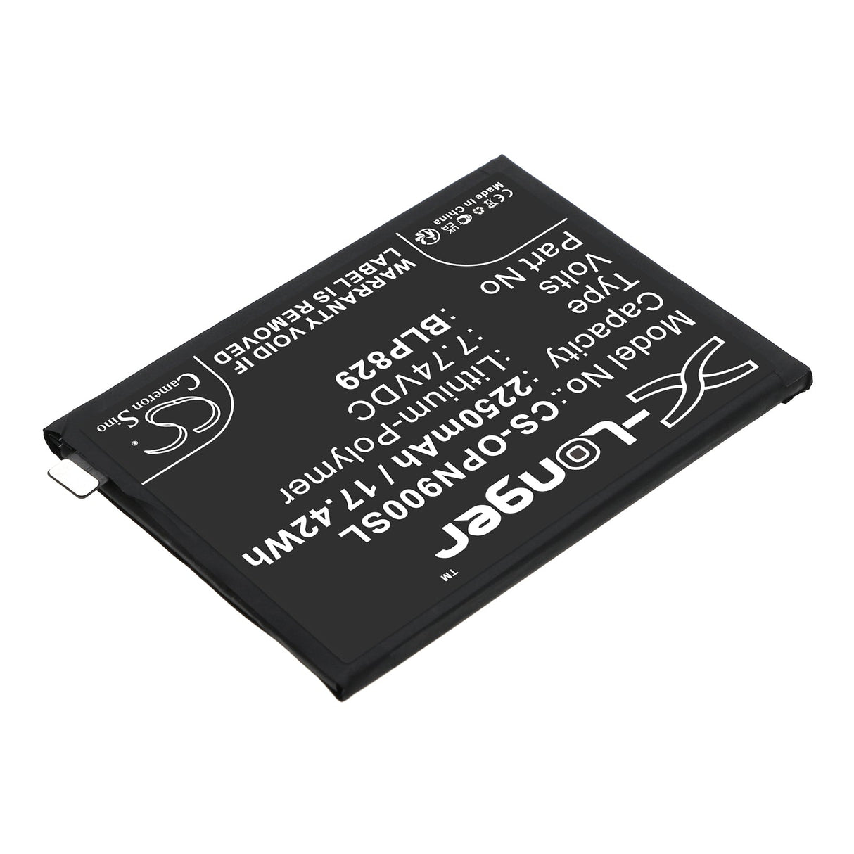 7.74V, Li-Polymer, 2250mAh, SmartPhone battery fits Oneplus, Blp829, Oneplus 9, 17.42Wh Mobile, SmartPhone Cameron Sino Technology Limited (Smartphone)