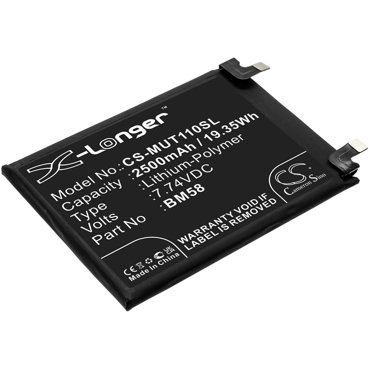 7.74V, Li-Polymer, 2500mAh, SmartPhone battery fits Xiaomi, Bm58, 2107113sg, Mi 11t Pro 5g, 19.35Wh Mobile, SmartPhone Cameron Sino Technology Limited (Smartphone)