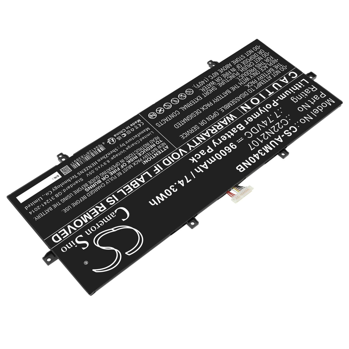 7.74v, Li-polymer, 9600mah, Battery Fits Asus, Zenbook 14 2022 Ux4302za, Zenbook 14 Oled Um3402, 74.30wh Notebook, Laptop Cameron Sino Technology Limited