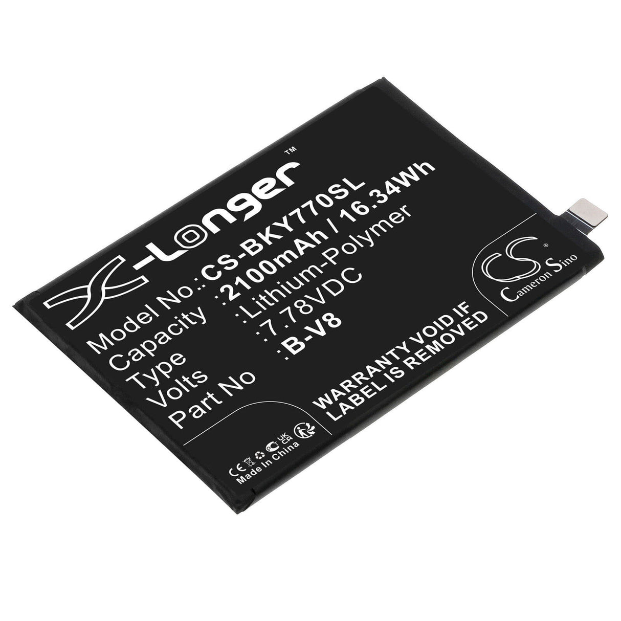 7.78V, Li-Polymer, 2100mAh, SmartPhone battery fits Vivo, B-v8, V2169, Y77, 16.34Wh Mobile, SmartPhone Cameron Sino Technology Limited (Smartphone)