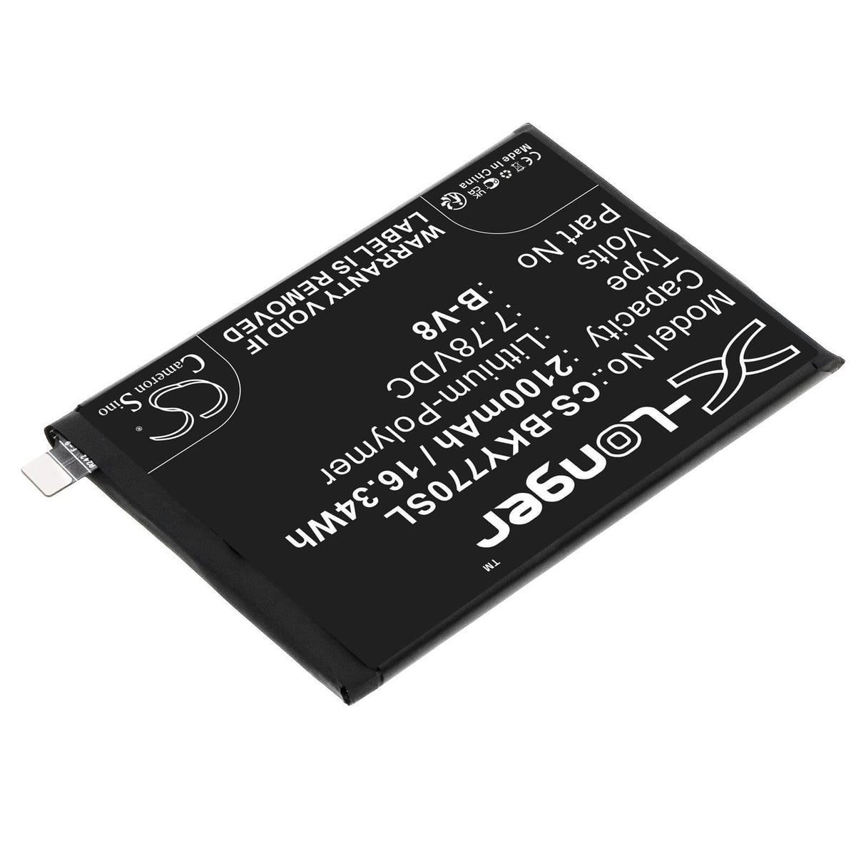 7.78V, Li-Polymer, 2100mAh, SmartPhone battery fits Vivo, B-v8, V2169, Y77, 16.34Wh Mobile, SmartPhone Cameron Sino Technology Limited (Smartphone)