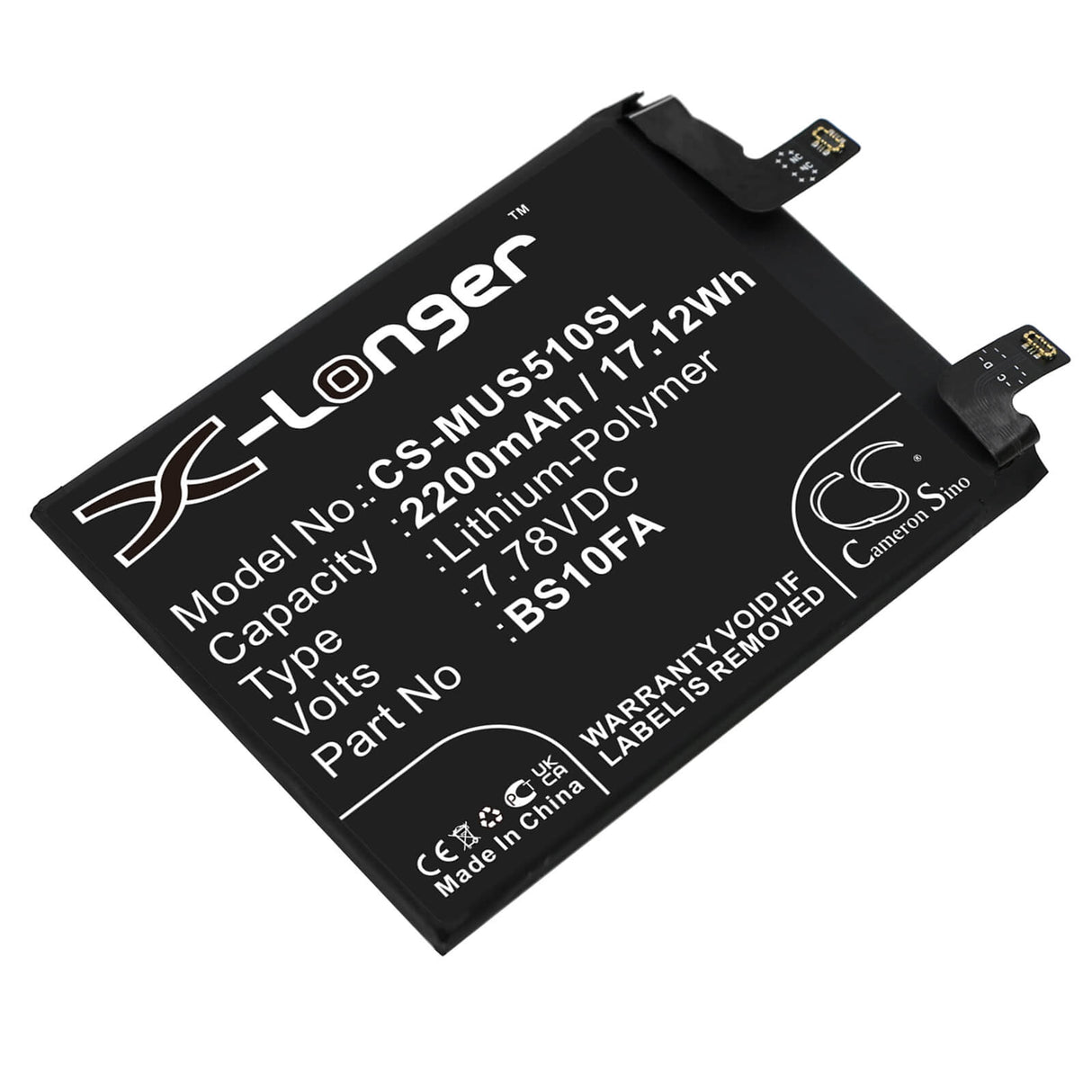 7,78V, Li-Polymer, 2200mAh, batterie de smartphone compatible avec Xiaomi, Bs10fa, Black Shark 5 Pro 5g, Black Shark 5s, 17,12Wh Mobile, Smartphone Cameron Sino Technology Limited (Smartphone)