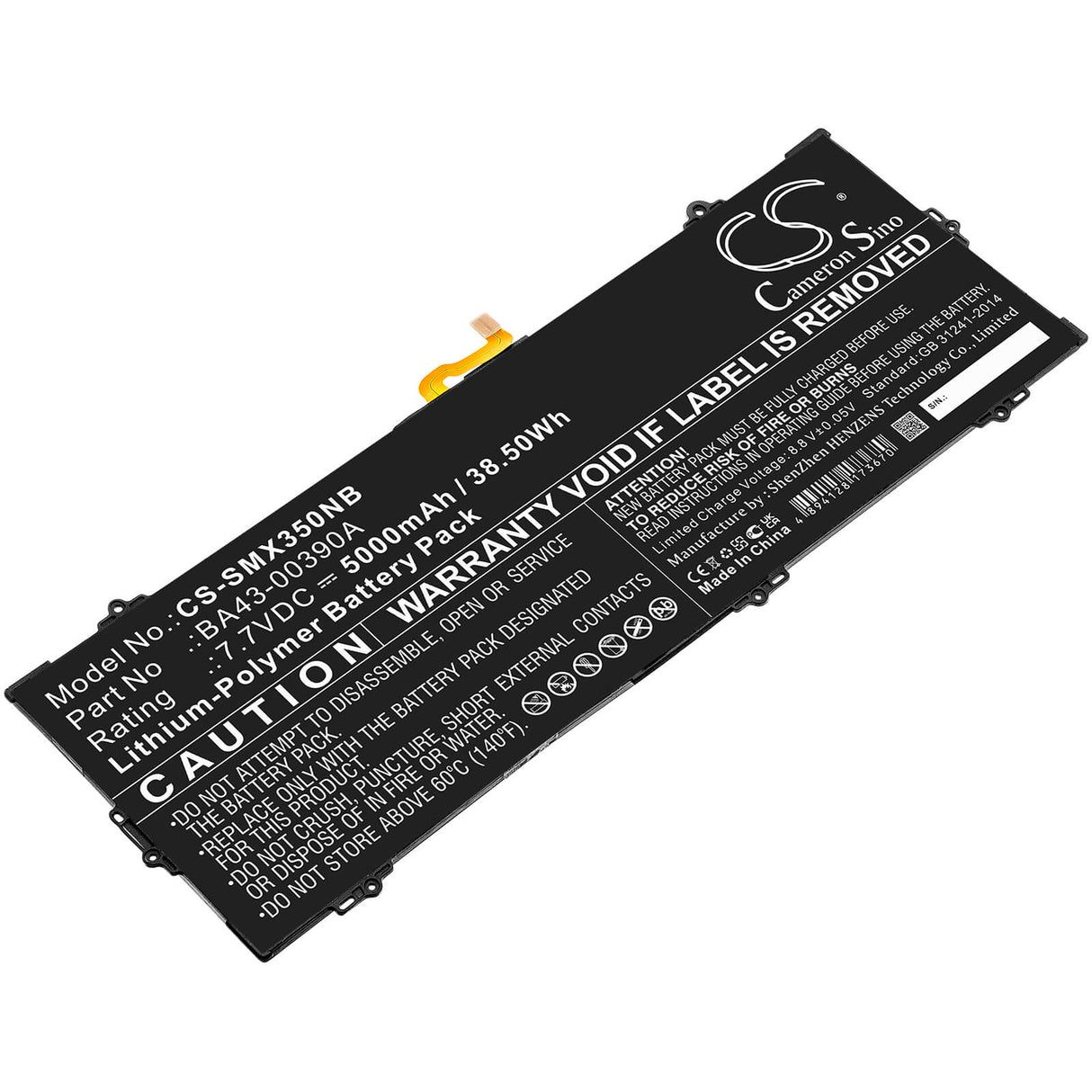 7.7v, 5000mah, Li-polymer Battery Fit's Samsung, Chromebook 15.6", Xe350xba-k01us, 38.50wh Notebook, Laptop Cameron Sino Technology Limited