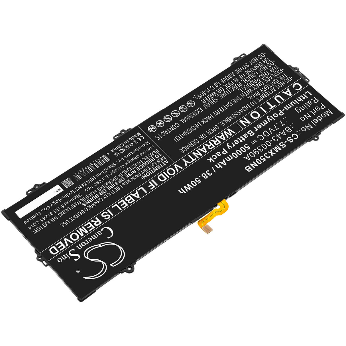 7.7v, 5000mah, Li-polymer Battery Fit's Samsung, Chromebook 15.6", Xe350xba-k01us, 38.50wh Notebook, Laptop Cameron Sino Technology Limited