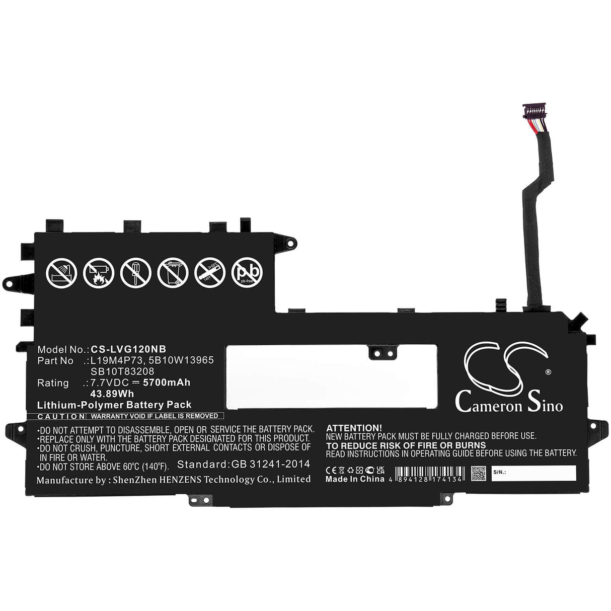 7.7v, 5700mah, Li-polymer Battery Fit's Lenovo, Thinkpad X1 Titanium Yoga G1 2, Yoga G1-2, 43.89wh Notebook, Laptop Cameron Sino Technology Limited