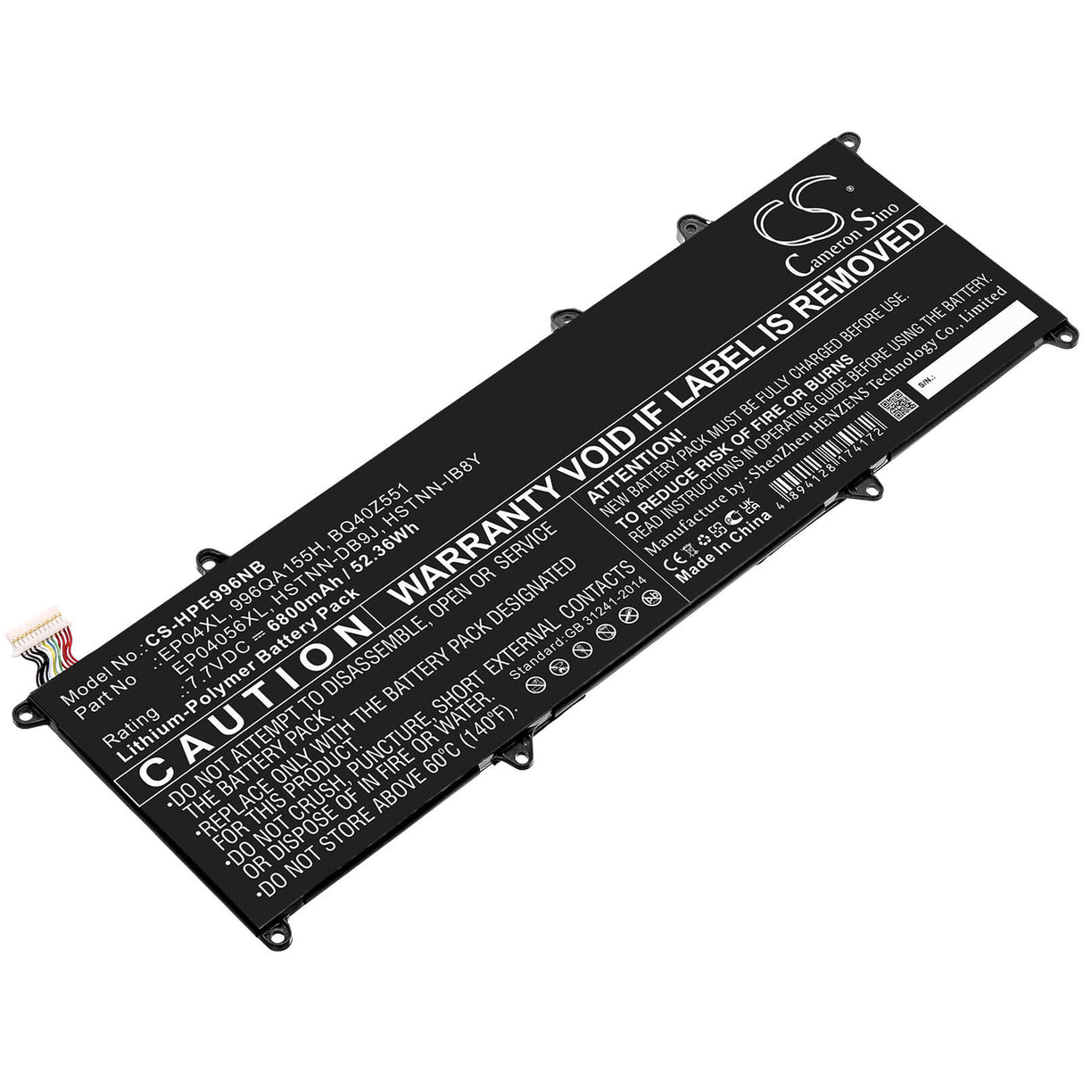 Batterie Li-polymère 7.7v, 6800mah, adaptée pour Hp, Elite Dragonfly G1, Elite Dragonfly G2, 52.36wh Notebook, Laptop Cameron Sino Technology Limited
