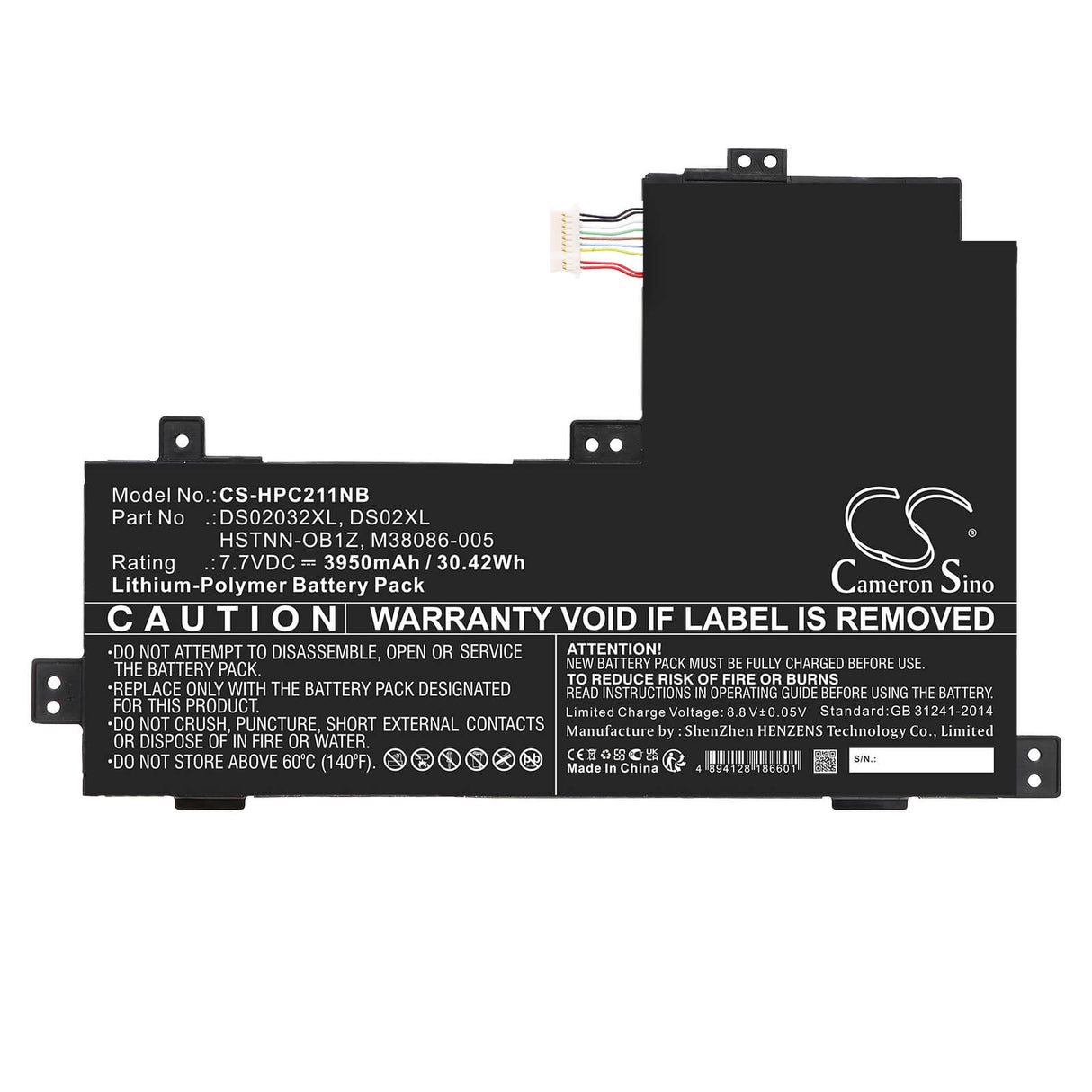 7.7v, Li-polymère, 3950mah, Batterie Compatible avec Hp, 3g0n5ua, 3g0n5uar, 30.42wh Ordinateur portable, Laptop Cameron Sino Technology Limited