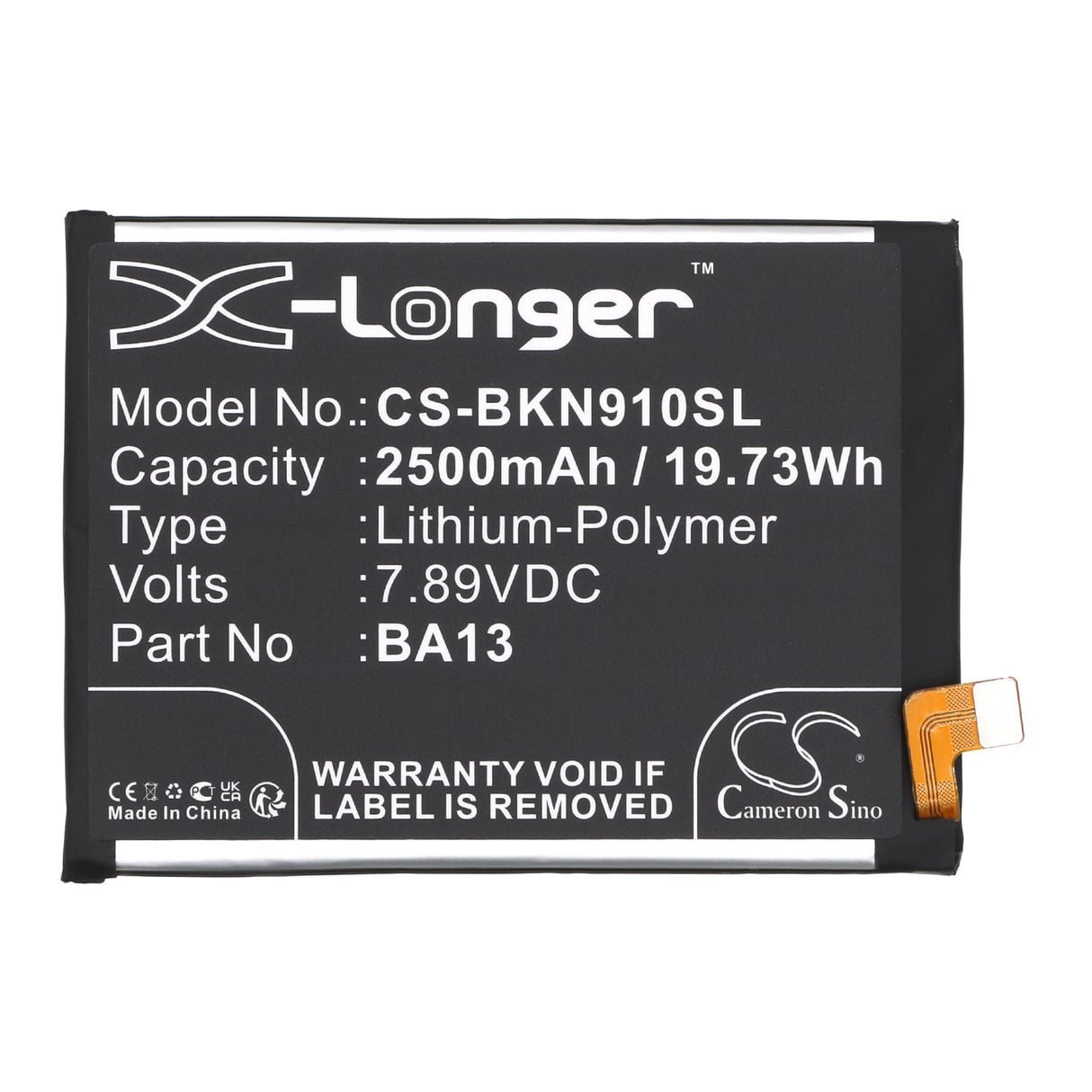 7,89V, Li-Polymer, 2500mAh, batterie de smartphone pour Vivo, Ba13, Iqoo Neo 9 Pro, 19,73Wh Mobile, Smartphone Cameron Sino Technology Limited (Smartphone)