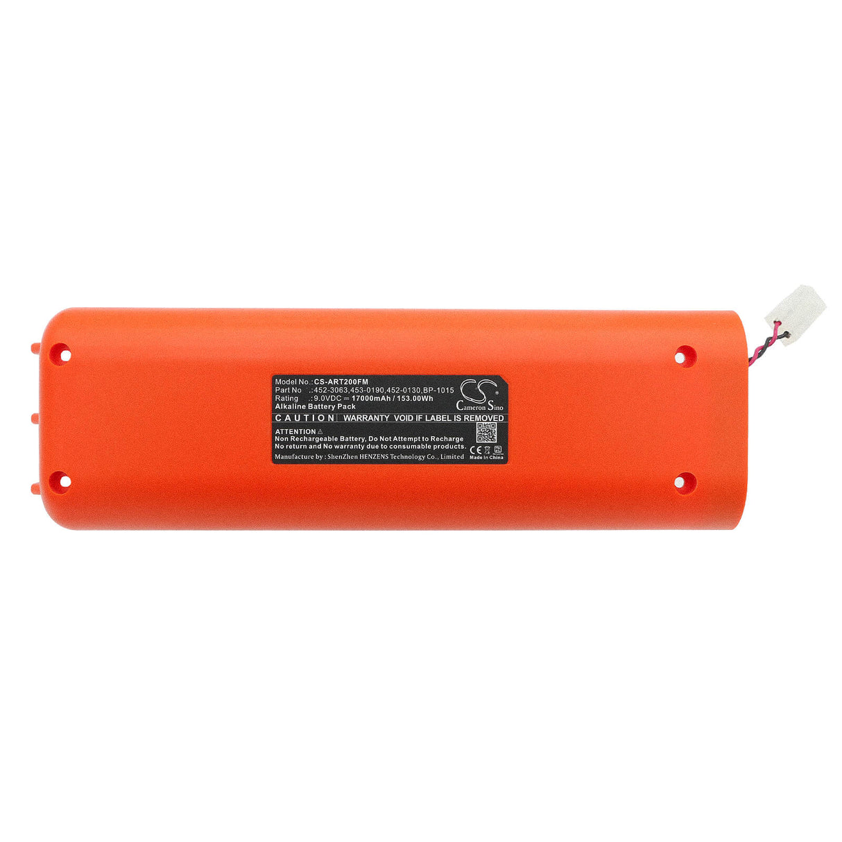9.0V, Alcalin, 17000mAh, batterie de sécurité marine compatible avec Artex, 452-0130, Elt 110-4, Elt-200, 153Wh Dispositifs de sécurité marine et de flottaison Cameron Sino Technology Limited