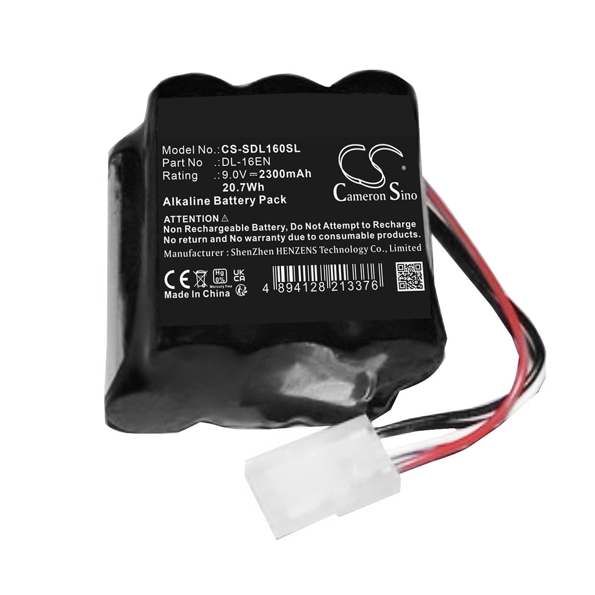 9,0V, Alcaline, 2300mAh, batterie de serrure de porte convient à Doorlock, Dl-16en, 20.7Wh Door Lock Cameron Sino Technology Limited