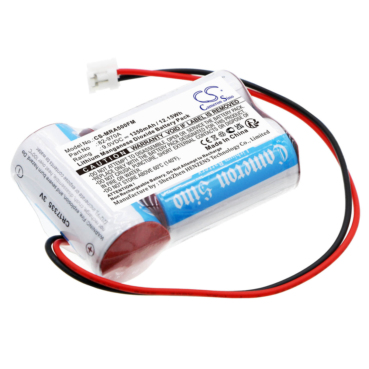 9,0V, Li-MnO2, 1350mAh, Batterie de sécurité marine compatible avec Simrad, Mcmurdo, Sailor, Kannda Marine, 82-1001a, 12,15Wh Dispositifs de sécurité et de flottaison marins Cameron Sino Technology Limited