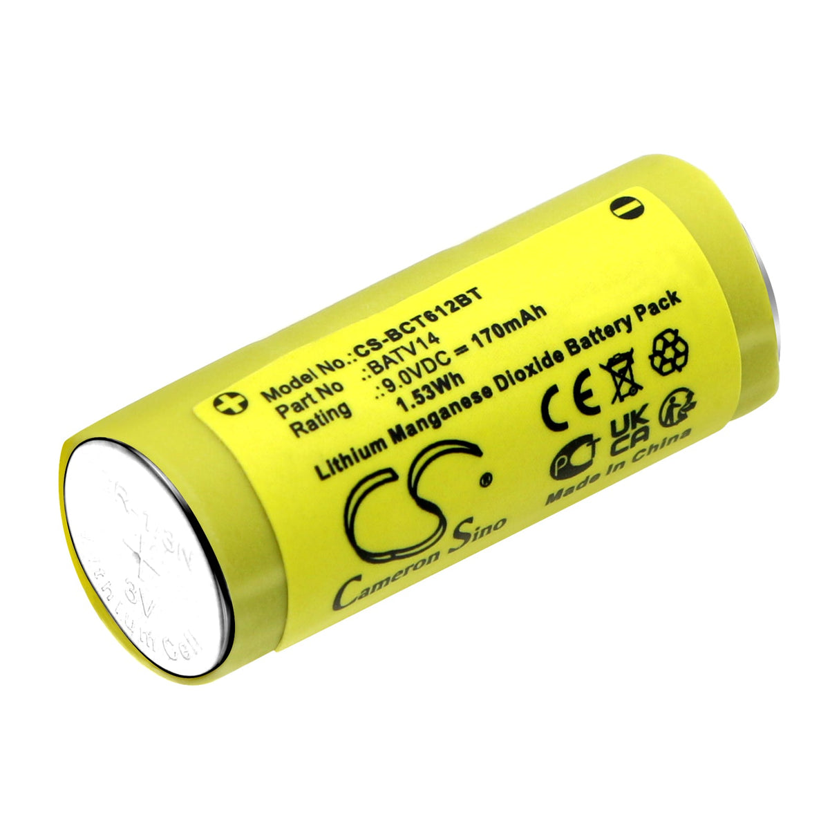 9.0V, Li-MnO2, 170mAh, Alarm Battery Fits Daitem, Dc611, Dc612, 1.53Wh Alarm System Cameron Sino Technology Limited