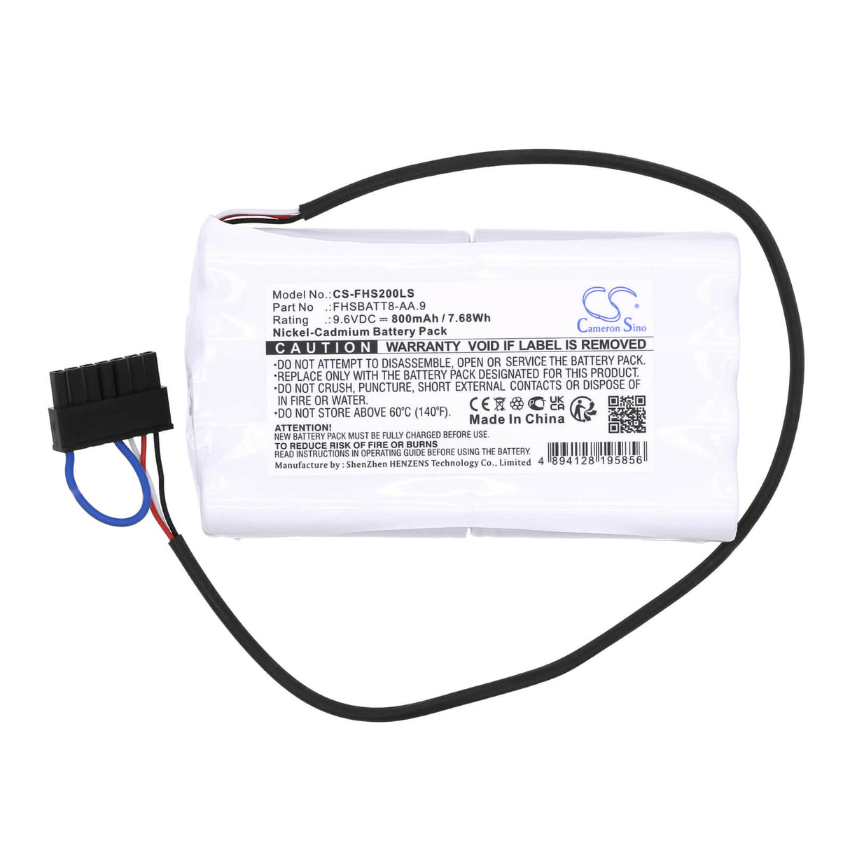 9.6V, Ni-CD, 800mAh, batterie d'éclairage de secours compatible avec Fulham, Fhsbatt8-aa.9, Hotspot 2, 7.68Wh Éclairage de secours Cameron Sino Technology Limited