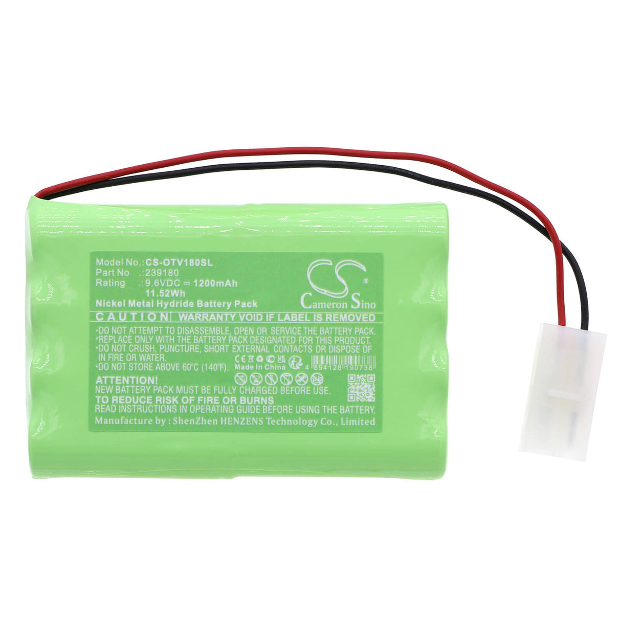 9.6V, Ni-MH, 1200mAh, batterie de scanner de diagnostic compatible avec Otc, 239180, Cornwell Tech/force, Evo Scan Scanner Diagnostic, 11.52Wh Diagnostic Scanner Cameron Sino Technology Limited