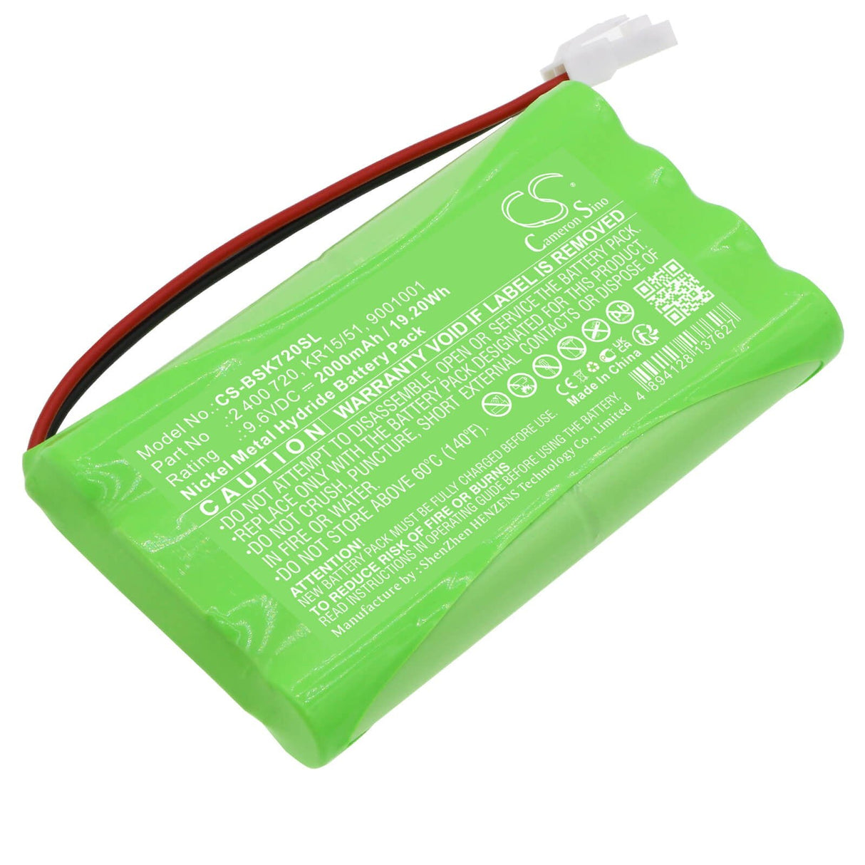 9.6V, Ni-MH, 2000mAh, Smart Home battery fits Somfy, 2 400 720, Axovia, Axovia 220b, 19.2Wh Smart Home Cameron Sino Technology Limited